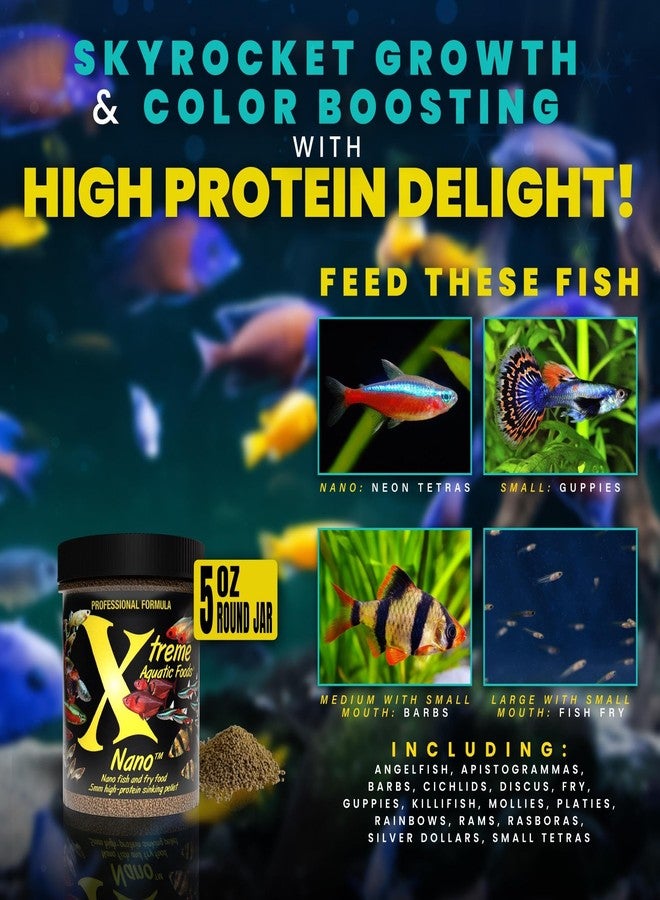 Xtreme Aquatic Foods Xtreme Nano 0.5mm Sinking Pellets - High-Protein Fish Food for Nano & Community Fish, Krill-Based Formula for Color, Immune Support, and Vitality - Complete Nutrition for Small Aquarium Species (5oz) - Image 3